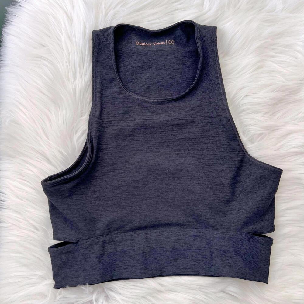 Outdoor Voices - Charcoal gray Slash Back sleeveless cutout crop top, S